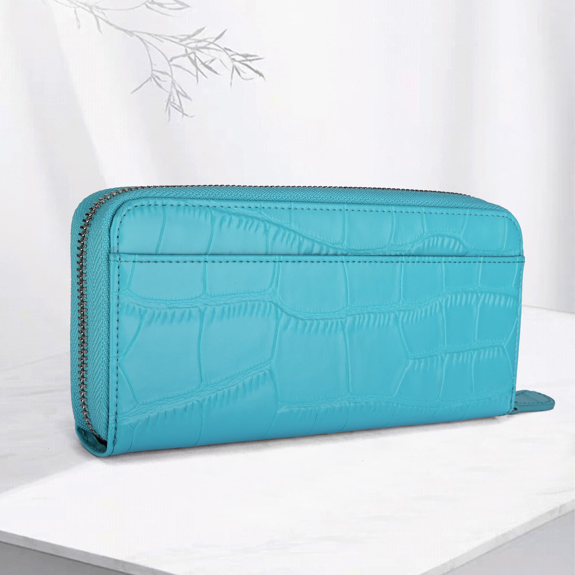 Cross-Border Wallet Women Zipper Long Clutch European American Style Large Capacity Multi-Card Slot Crocodile Pattern Women's Wallet