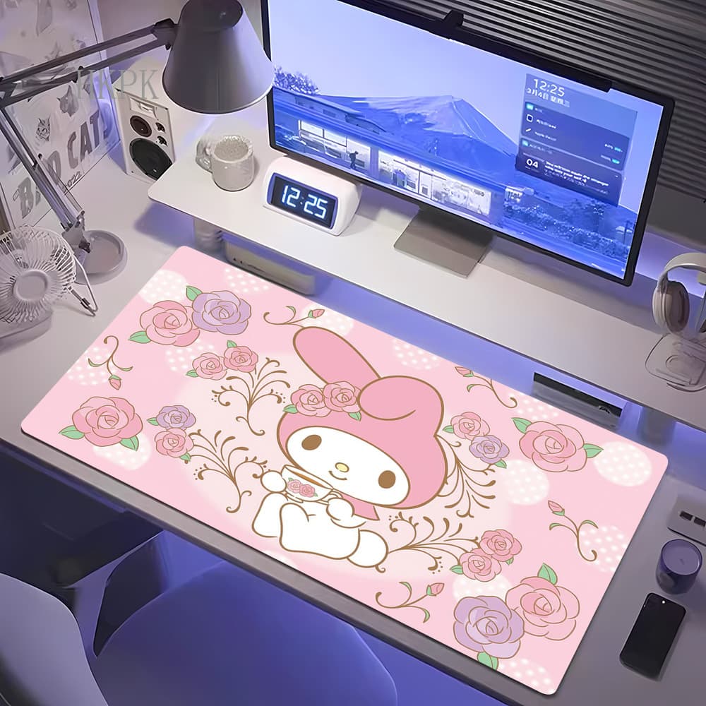 Pink My Melody Animated Mouse Pad Cartoon Cute Large Mouse Pad Keyboard Computer Accessories Desk Mat Desk Pad