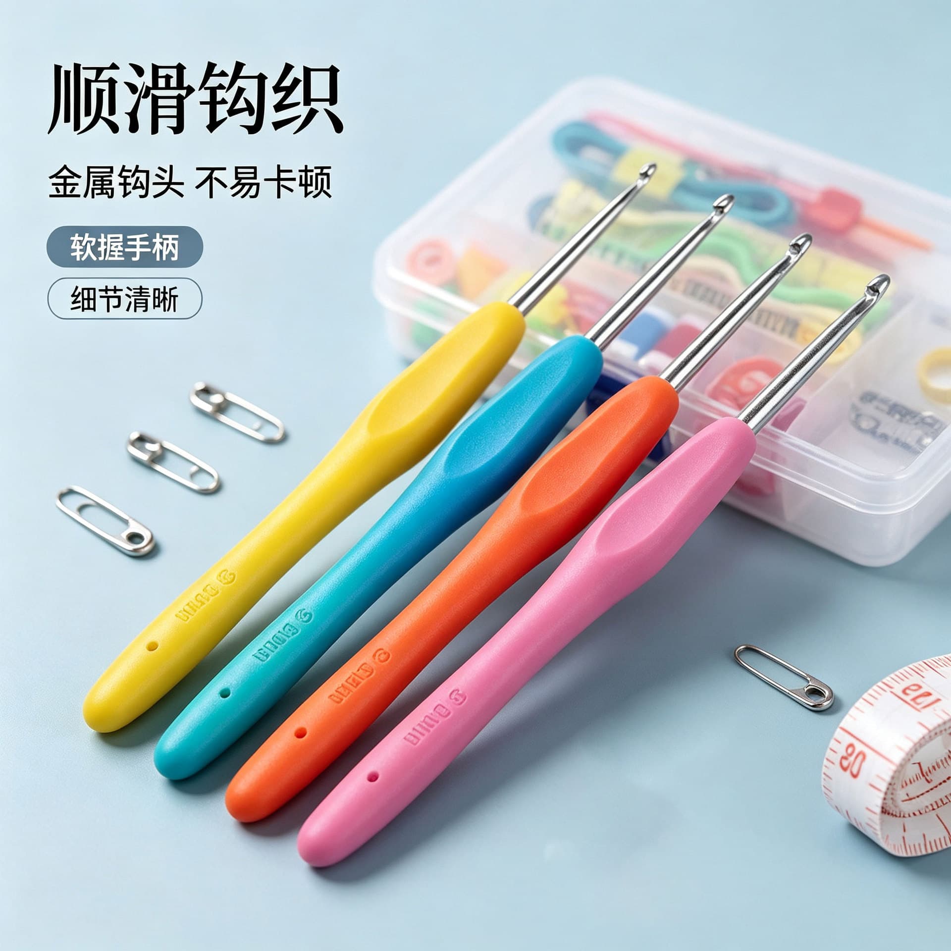 Cross-Border Hot Selling Transparent Box Complete Crochet Hook Set Portable Bag Doll Crochet Hook Set Soft Rubber Beginner Crochet Hook