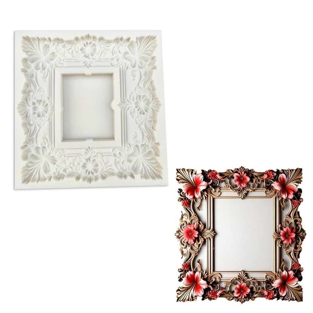 New Floral Baroque Frame Fondant Silicone Mold Cake Decorating Baking Mold Plaster Mold