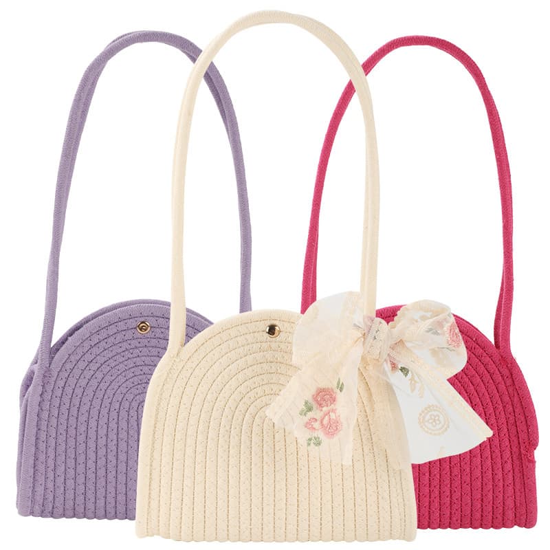 Large Cotton Rope Handbag French Woven Bag Women 2024 New Fashion Single Shoulder Shell Bag Ins Fashion