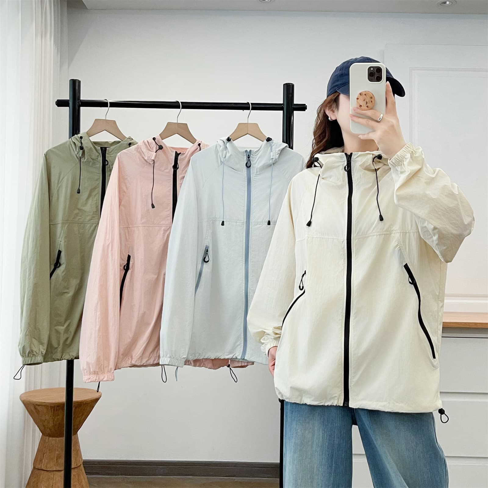 2026 Summer Sun Protection Jacket Plus Size Women's Simple Fashion Hooded Coat Thin Open Front Cardigan Versatile 6053