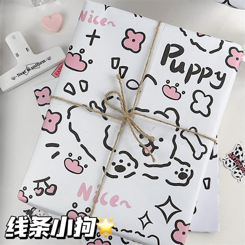 High-end puppy-shaped wrapping paper, large size, Instagram-worthy style, high-value student holiday gift box DIY material