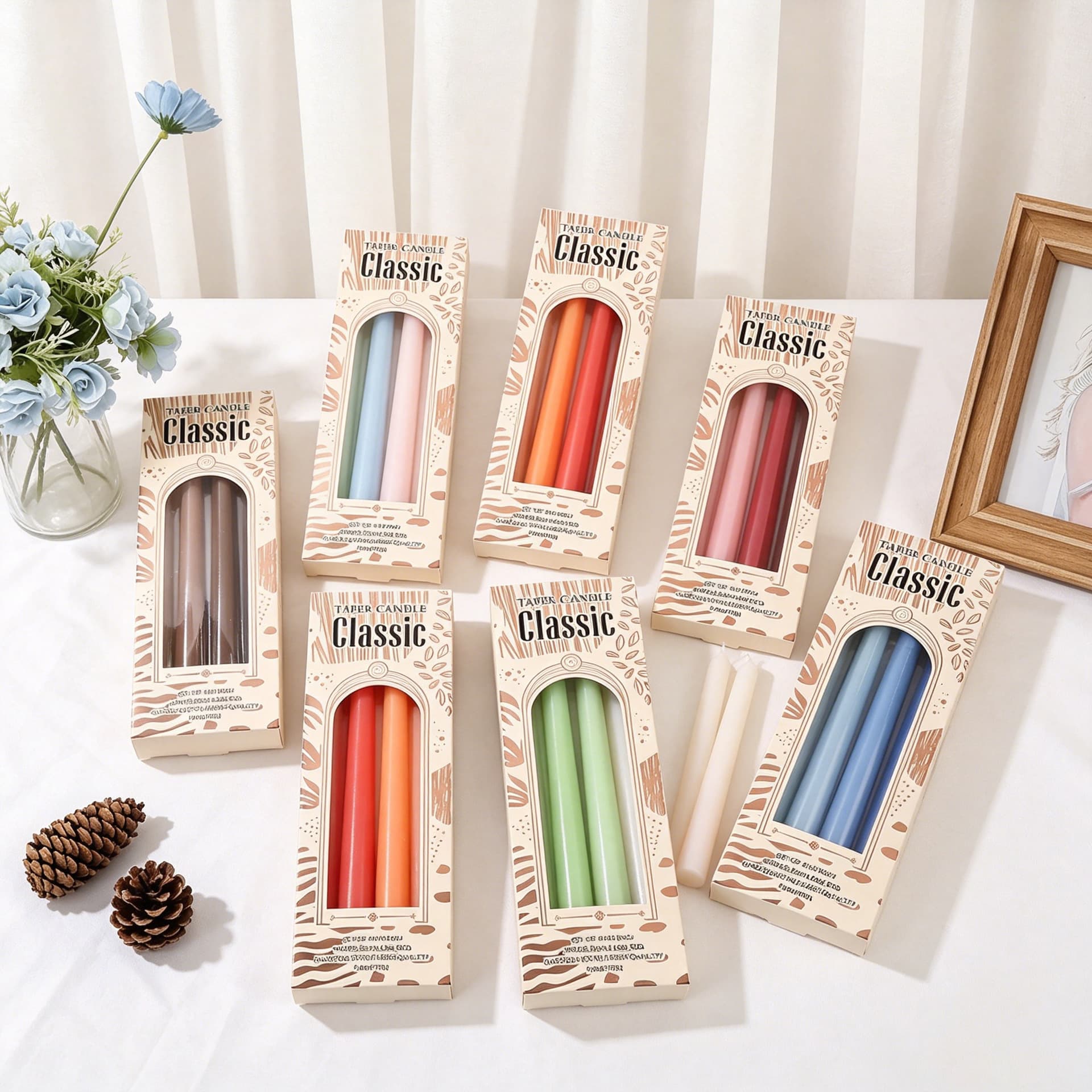 Tapered Candle 4-Pack 25cm Gradient Color Morandi European Style Spiral Long Stem Candles