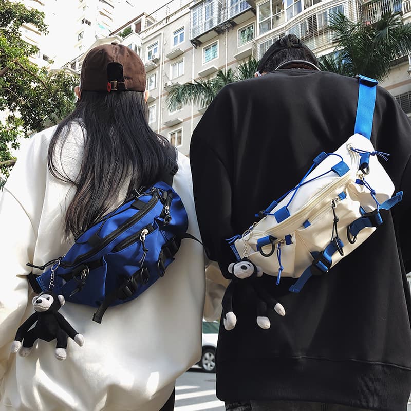 Crossbody bag trendy brand men's versatile casual chest bag workwear simple ins waist bag Japanese couple shoulder crossbody bag