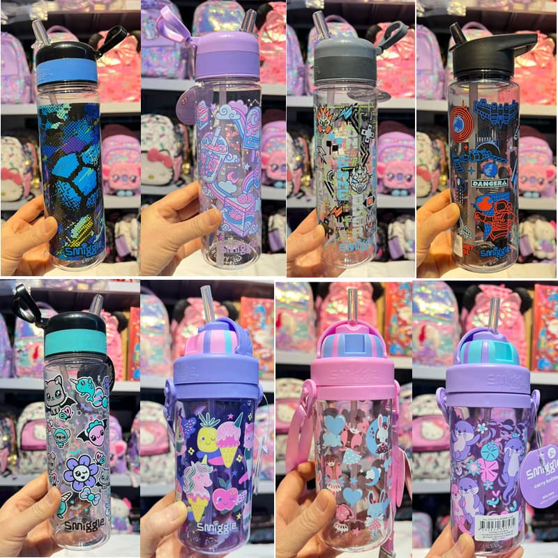 New Zealand Direct Ship Australia Smiggle Water Bottle, Cartoon Straw Cup for Primary and Secondary Students