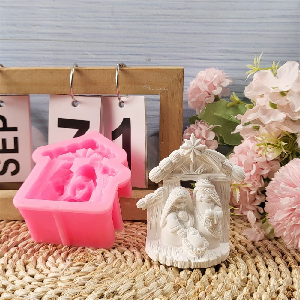 Wild Su House Plaster Ornament Candle Mold Silicone Mold DIY Plaster Silicone Mold W0368