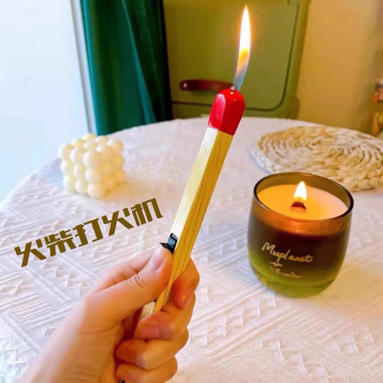 Matchstick Lighter Cartoon Cute Creative Refillable Large Lighter Long Handle Incense Lighter Aromatherapy Igniter