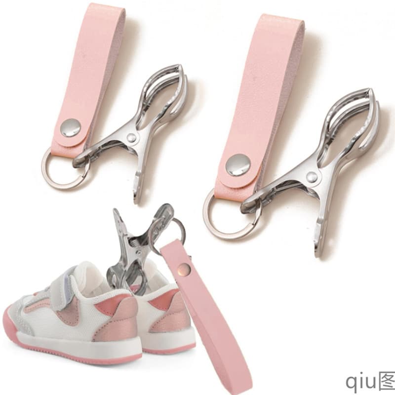 In Stock Cross-functional PU Shoe Storage Clip, Stroller Shoe Hanger, Blanket Fixing Leather Clip