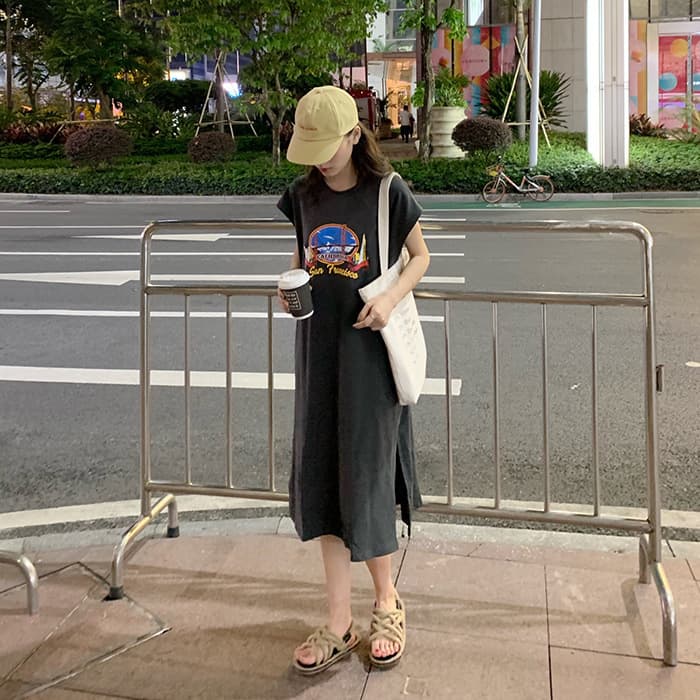 Korean Style Women's Vest T-Shirt Long Skirt Women's 2026 New Harajuku Style Student Tops Women's Summer Vest Dress