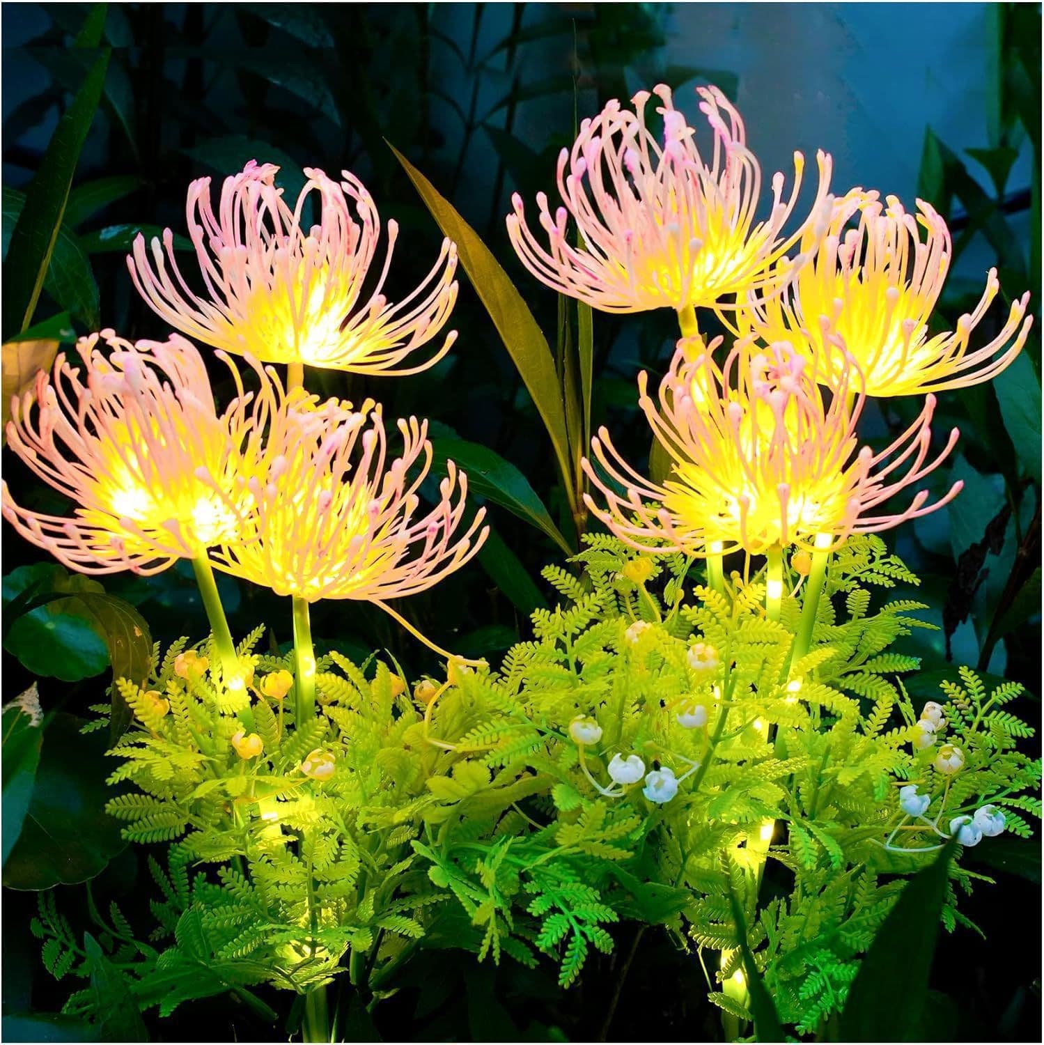 New Led Solar Ground Lamp with Spider Lily Artificial Flowers for Outdoor Courtyard Garden Decoration, Ultra-Bright Lawn Lamp