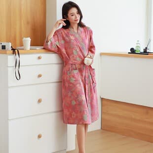 Yarn-Dyed Jacquard Double-Layer Gauze Bathrobe Women's Robe Men's Terry Spring/Summer Thin Pure Cotton Pajamas Homewear