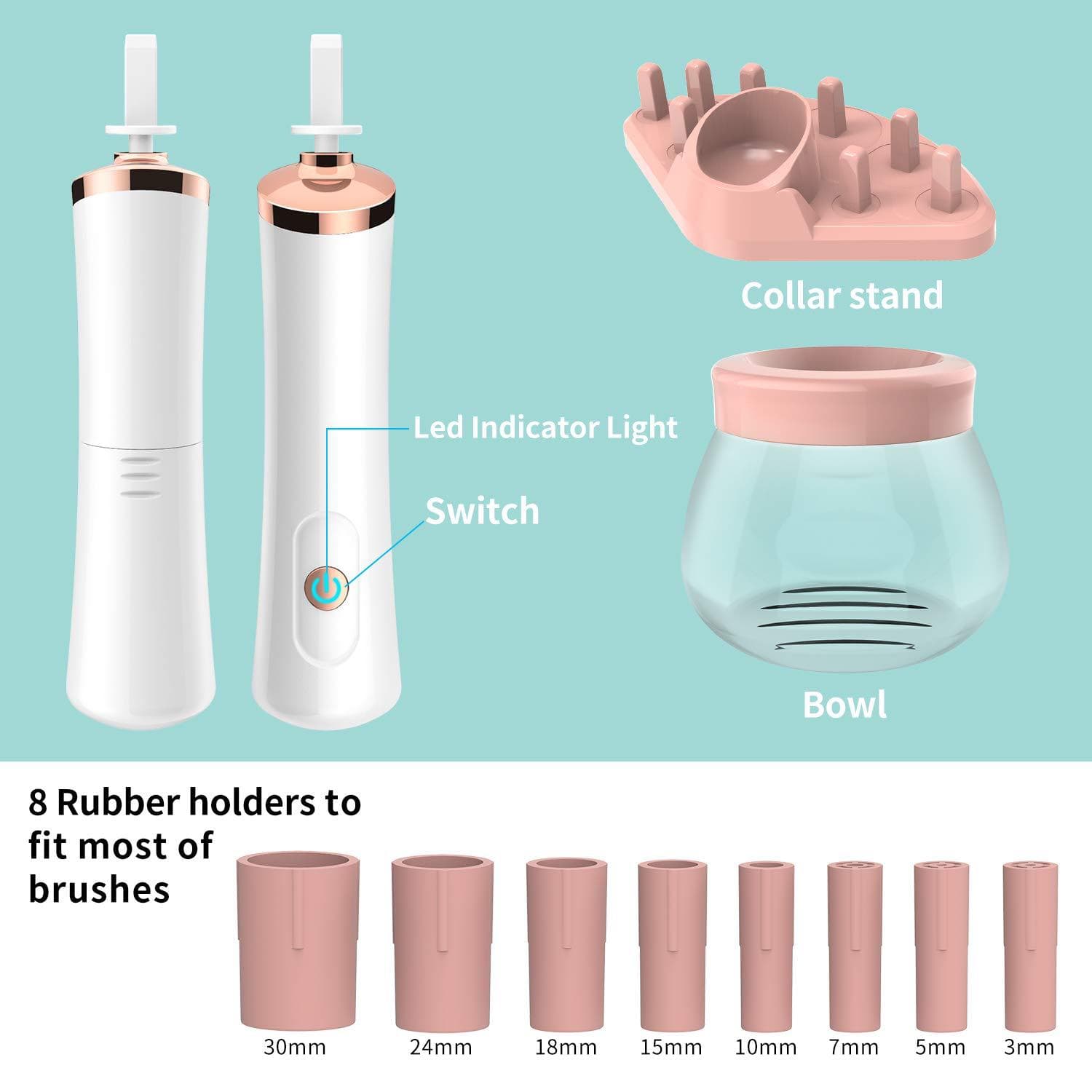Rechargeable Makeup Brush Cleaner, Electric Brush Washer, Eyelash Quick Dryer, Glue Activator Brush Cleaning Tool
