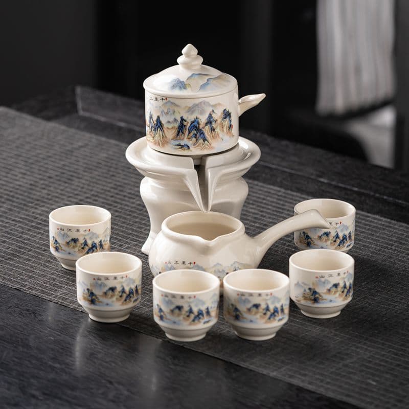 Gongfu Tea Set Automatic Tea Set Household Ceramic Lazy Teapot Brewing Japanese Style Office Reception Tea Cup