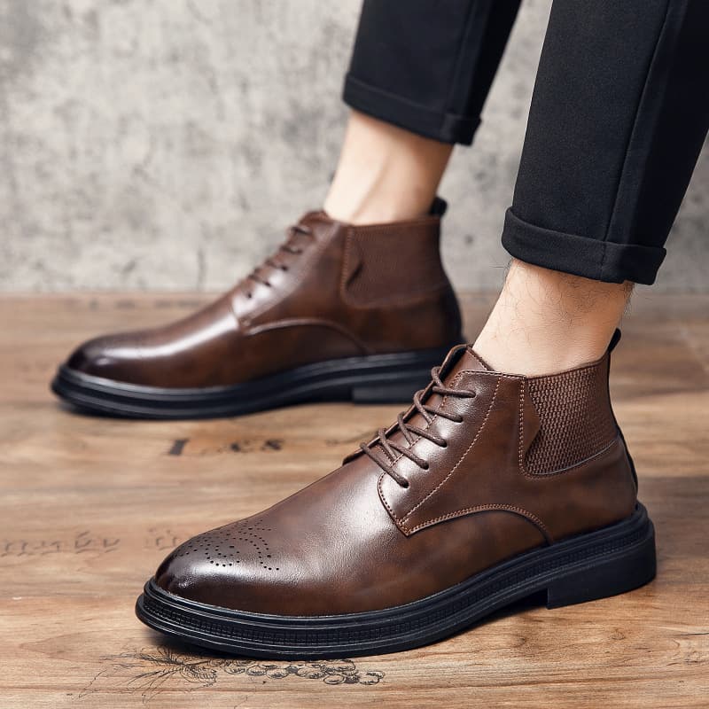 Chelsea Boots Men's British Brogue Men's Shoes 2025 Autumn/Winter New Leather Shoes