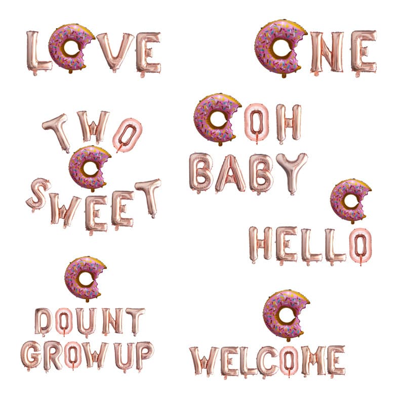 Cross-border Cartoon Colorful Donut Aluminum Foil Letter Balloon Set Party Decoration Birthday Letter Balloons Wholesale