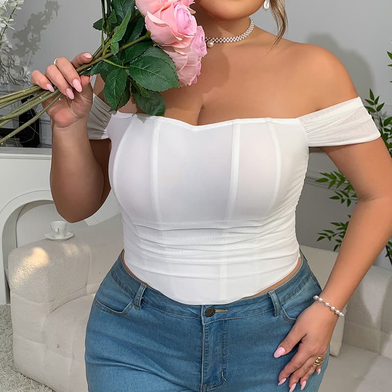 Plus Size MM Top Summer New Women's Fashion Hot Trend Fishbone Style Wrap Bustier Sexy Vest Plus Size Fishbone