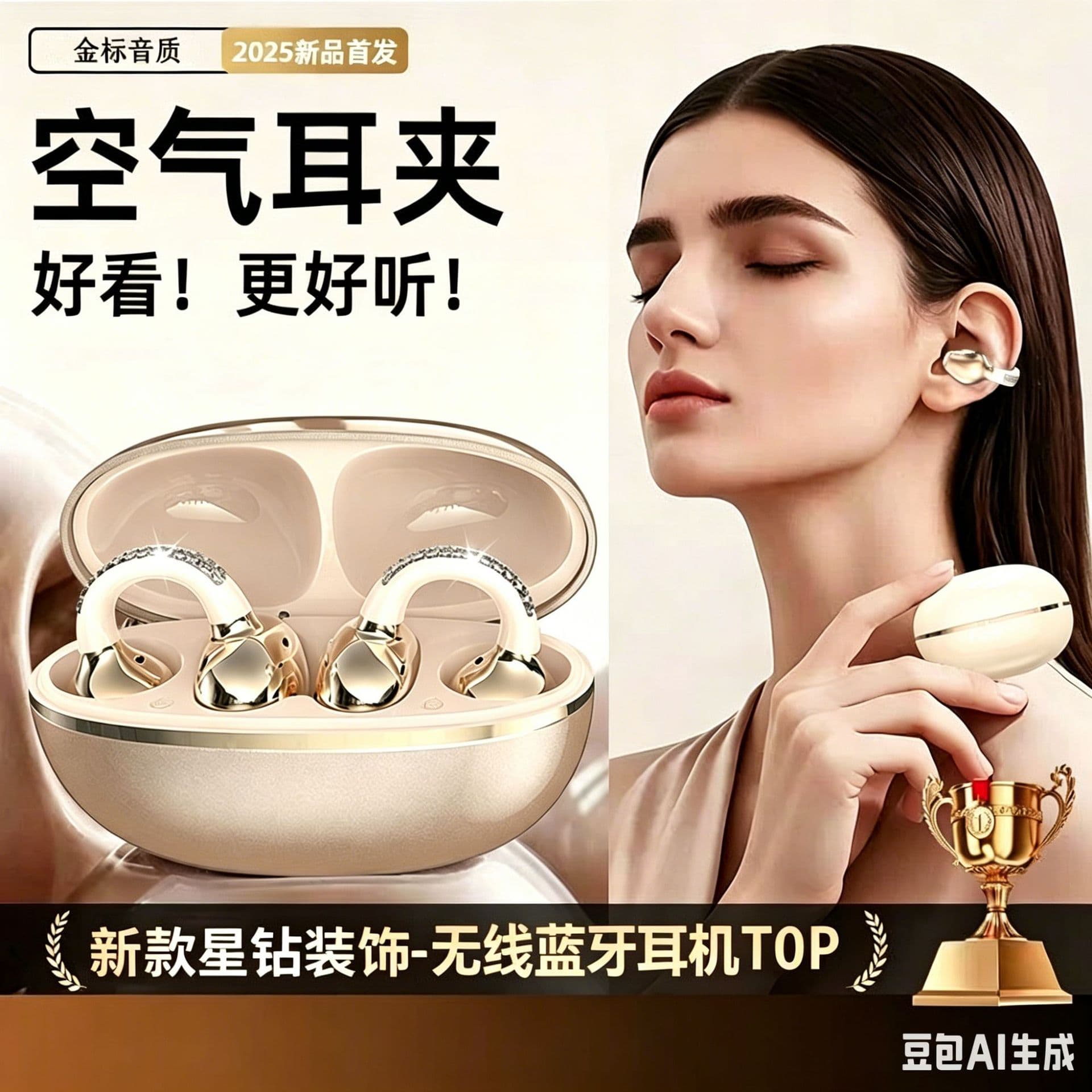 2026 New JS682A Wireless Bluetooth Earbuds Clip-On Noise Cancelling High-Quality Sound Running Sports Long Battery Life