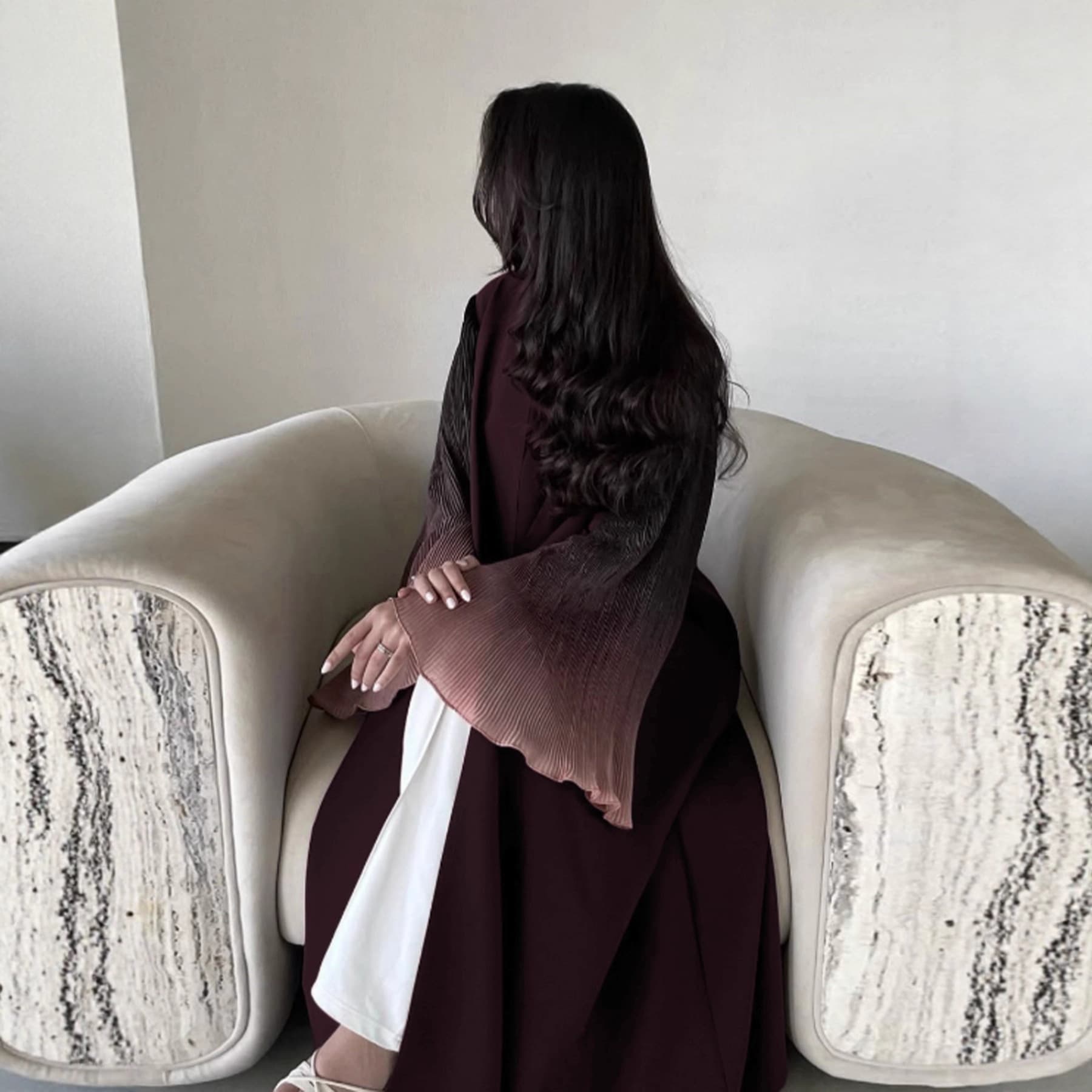 Best-selling Abaya Women Dresses Gradient Flared Sleeve Elegant Long Dress