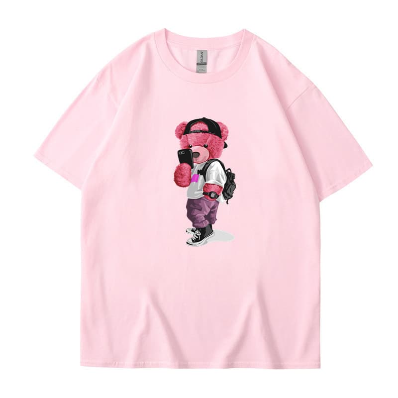 Summer fashion and cool teddy bear print pattern casual sportswear