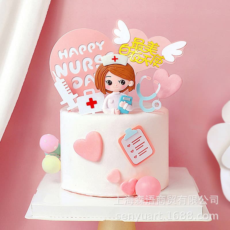 Nurse's Day Baking Cake Decoration 512 Doctor's Day Female Nurse Syringe Beautiful Angel Insert
