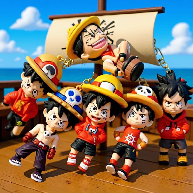 Japanese Anime One Piece Keychain Luffy Trendy Keychain Internet Celebrity Figure Bag Charm Phone Case Pendant for Men and Women