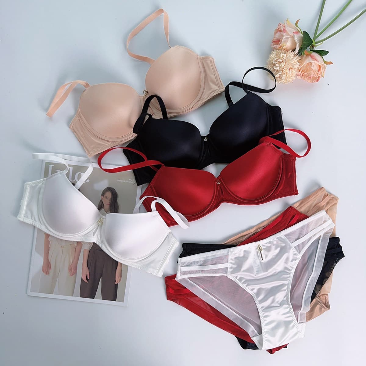 Cross-border Trade Sexy Bra Set for Women, Smooth Seamless, Push-up for Small Bust, Lifts Side Fat, Enhances Cleavage, Bra and Panty Set