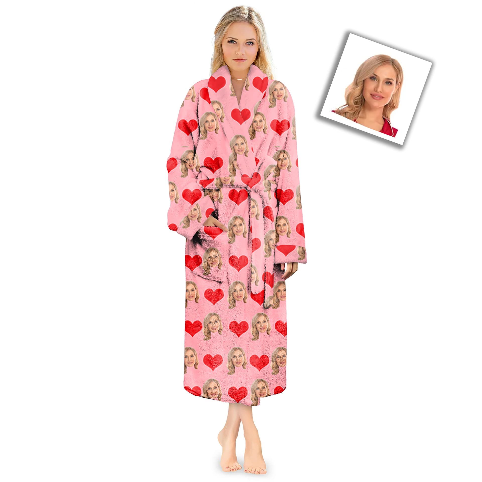 Custom Smiley Pet Flannel Long Sleeve Pajamas Photo Pajamas Warm Belt Custom