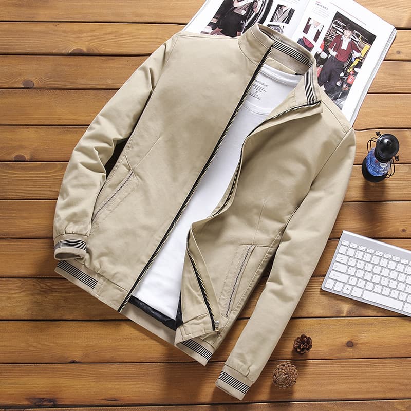 Jacket men's autumn and winter 2022 new style middle-aged plus fat enlarged men's stand-up collar trendy brand casual jacket pure cotton jacket for men