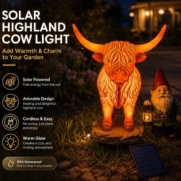 Cross-border cute, new, practical, portable and interesting Solar Highland Cow Light solar highland cow light