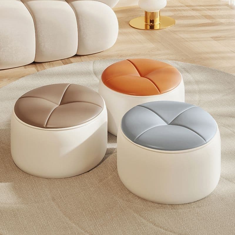 Sofa Stool, Living Room Household Coffee Table Creative Low Stool, Fashionable Adult Round Stool, Bench, Children's Doorway Solid Wood Shoe Changing Stool
