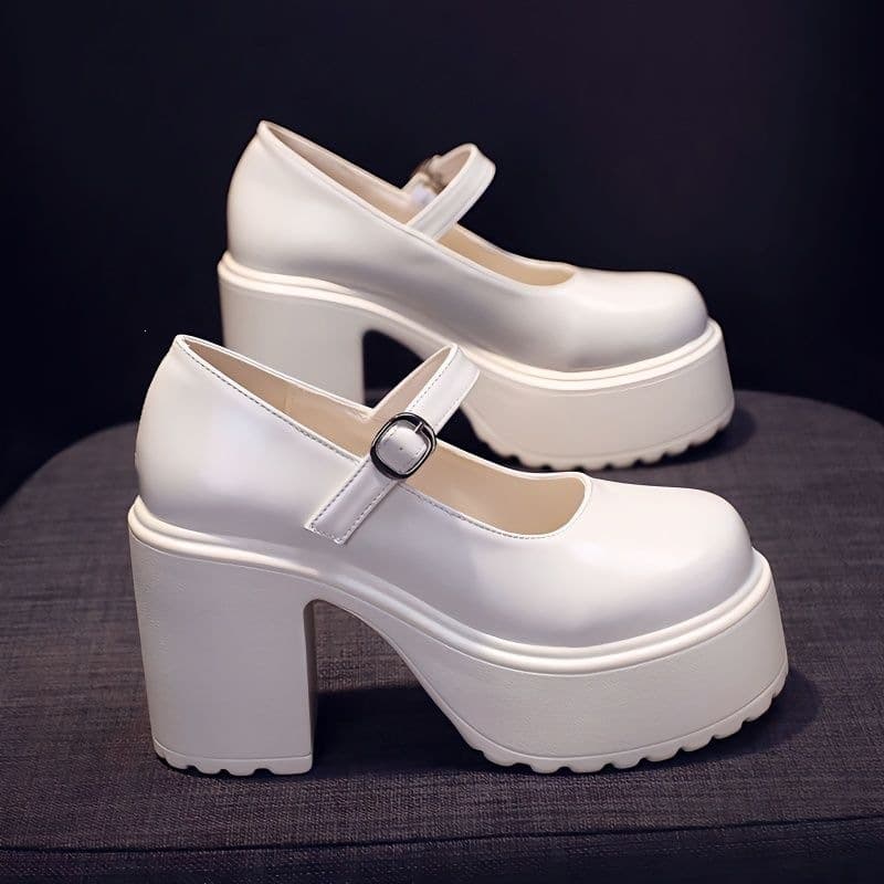 Vintage Mary Jane Women's Heels 2025 Autumn New Chunky Heel Platform British Style Leather Shoes Women's Flats