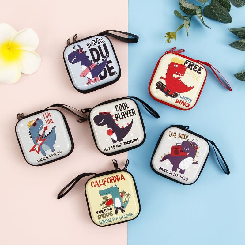 Creative Tinplate Coin Purse, Retro Tape Coin Purse, Cartoon Key Bag, Coin and Earphone Storage Bag