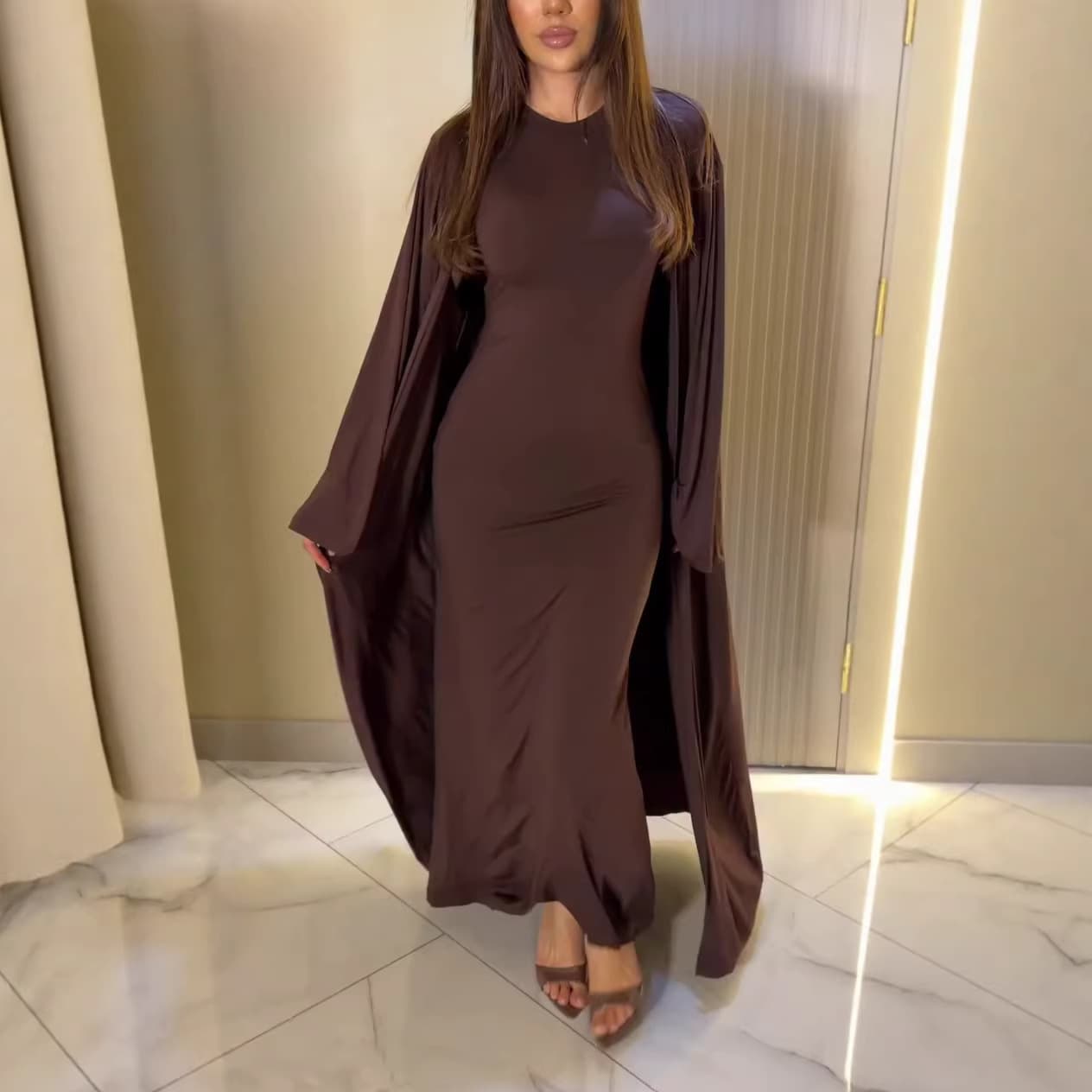European and American Women's Fashion 2026 Summer New Elegant Long Cardigan Jacket Vest Dress Set