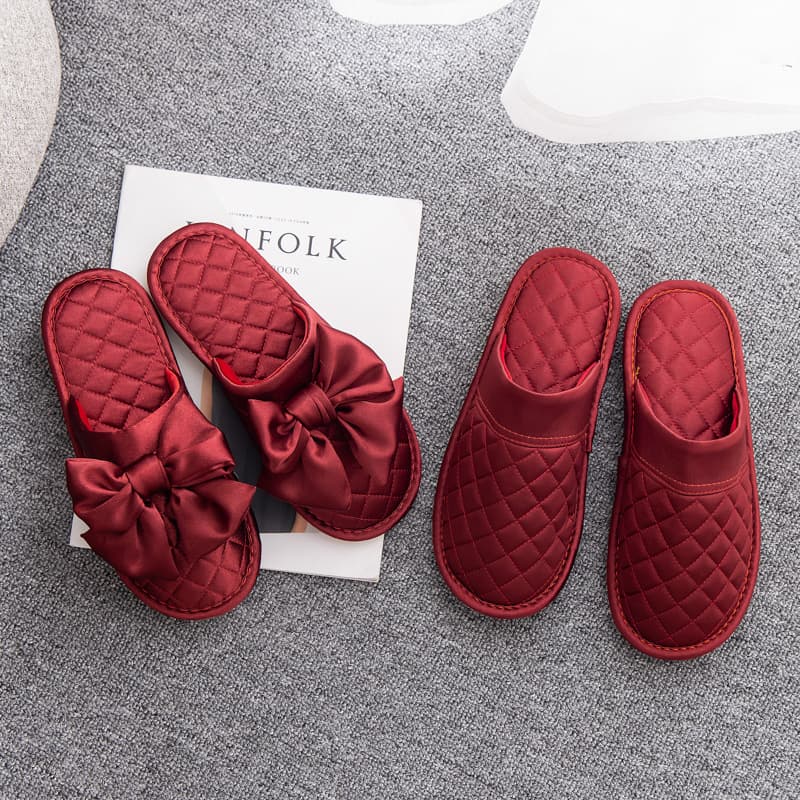 Wedding Cotton Slippers for Bride Morning Robe, Festive Red Wedding Cotton Slippers, Premium Light Luxury