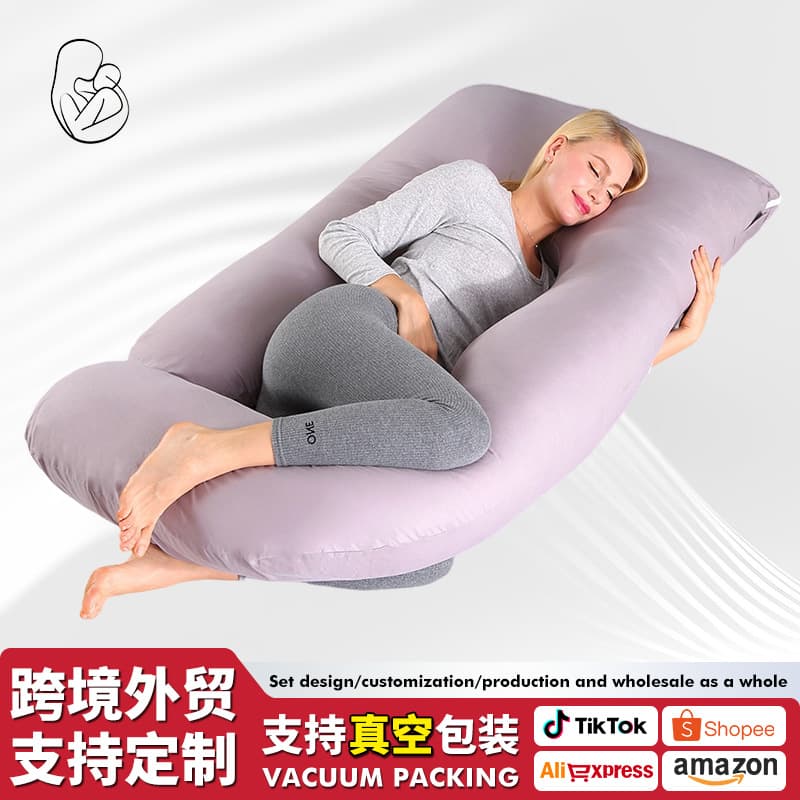 Cross-border Pregnancy Pillow for Side Sleeping, J-Shaped Belly Support Pillow, Maternity Sleeping Aid Cushion