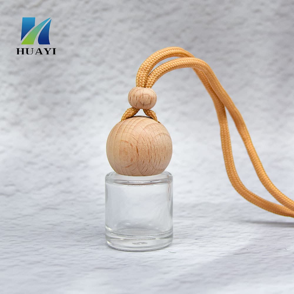 8ml cylindrical bottle, beech spherical cap, aromatherapy glass empty bottle, car perfume diffuser bottle, car interior pendant