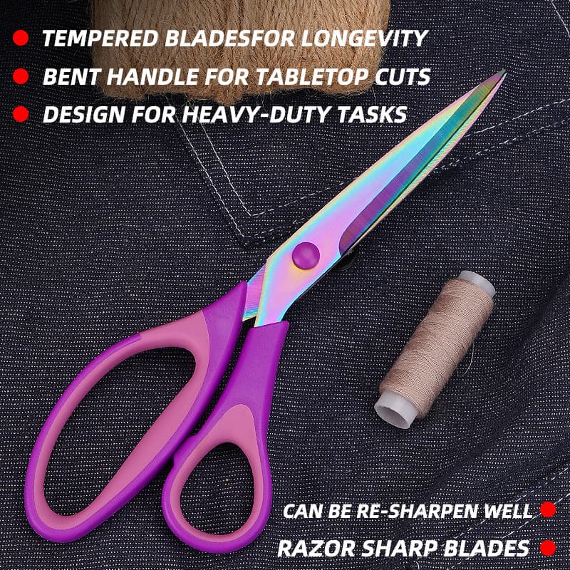 Stainless steel three-piece titanium-plated scissors set, office scissors, household tailor scissors, sewing combination scissors, multi-functional hand scissors.