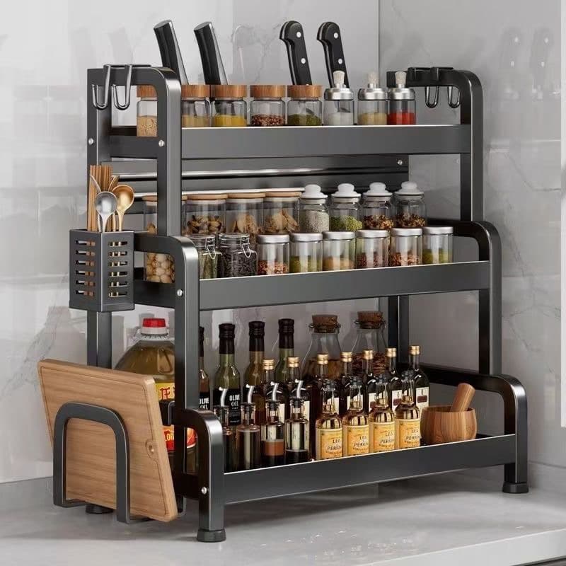 Thickened Spice Rack Kitchen Condiment Shelf Countertop Seasoning Knife Chopsticks Multifunctional Storage Rack
