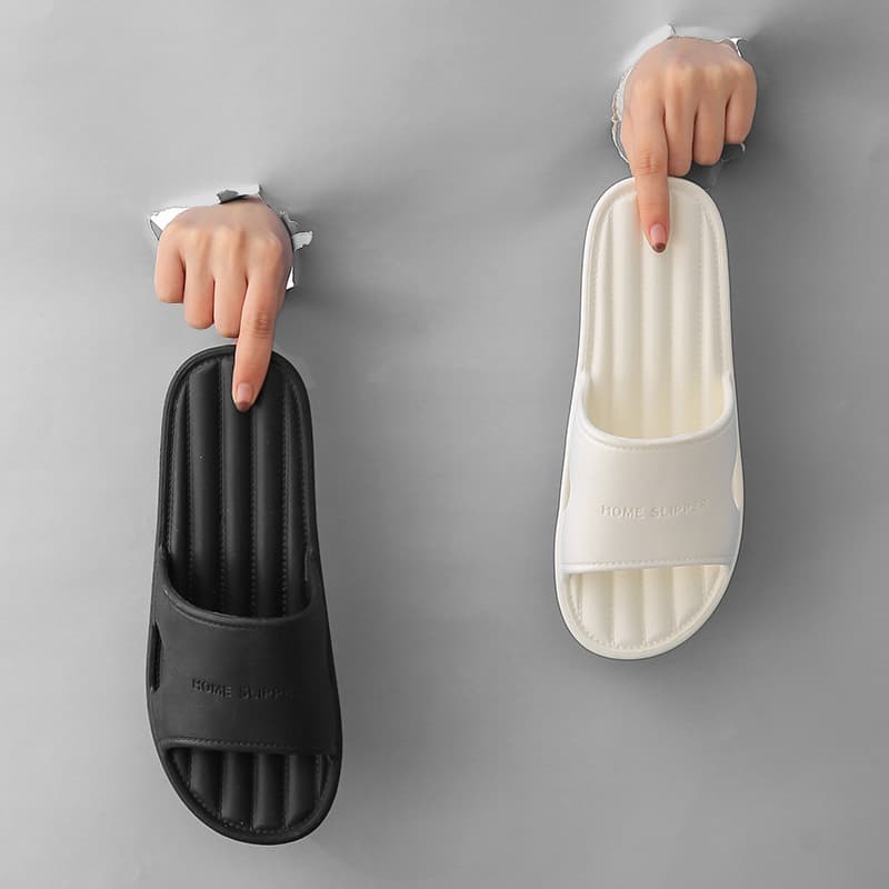2023 Summer New Bathroom Slippers Women's Indoor Home Use Bathing Anti-Slip Simple Slippers Men's EVA Material One-Row Design