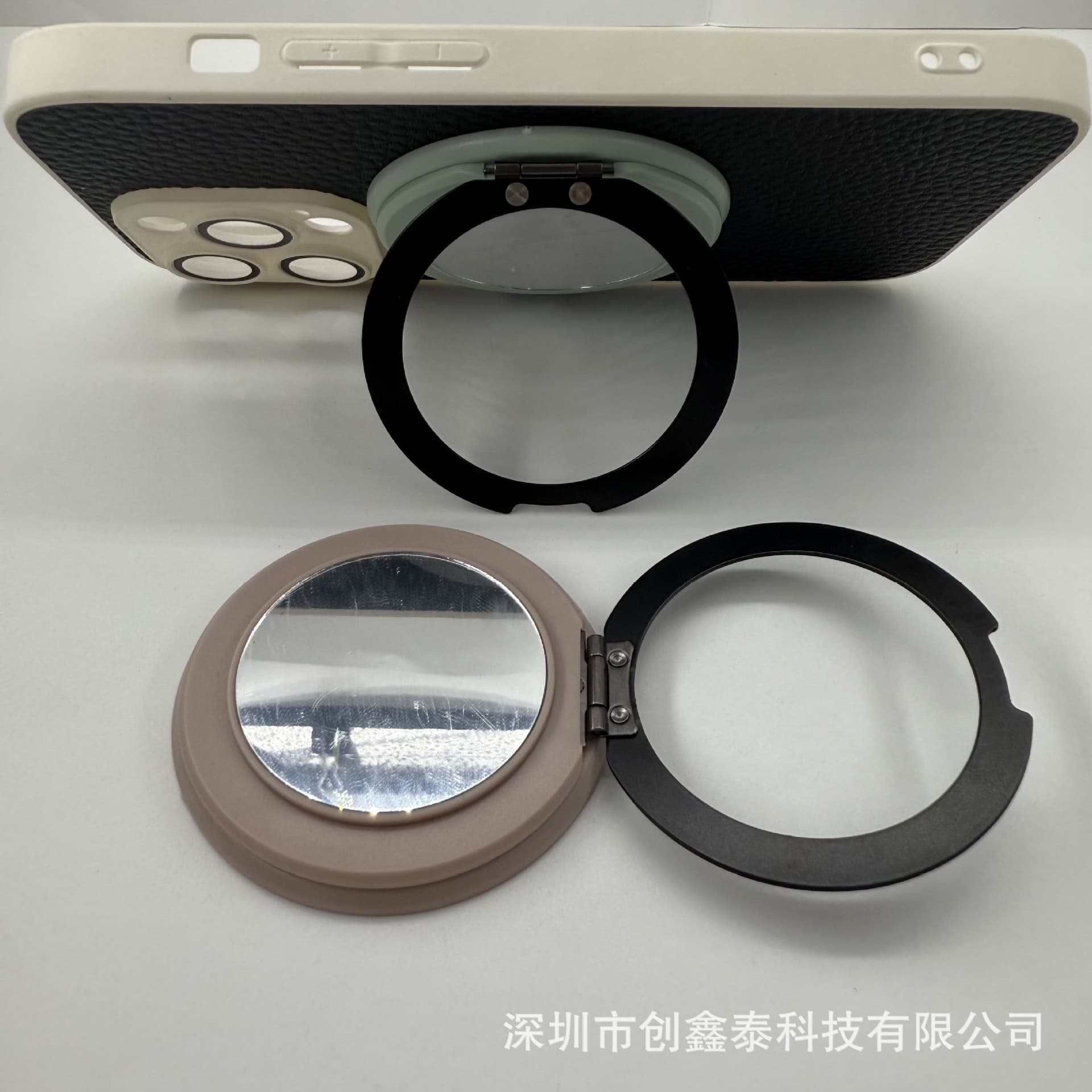 Ultra-thin 360° rotating ticking mobile phone ring holder portable desktop makeup mirror universal adhesive ring holder