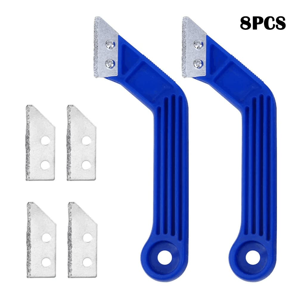 8-Piece Diagonal Angle Cleaning Tool Set for Wall Tile Grout Residue Removal, Scrape Brush Knife with Sharp Blade
