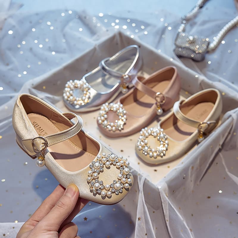 Children's High Heels Little Girls Princess Shoes Spring and Autumn New Flats 2025 Spring and Autumn New Girls' Leather Shoes