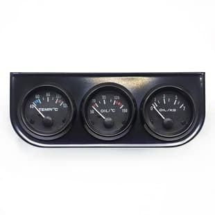 Car Modification Gauge Water Temp Oil Temp Oil Pressure Triple Gauge 2" 52mm Black Face Black Cap Blue Shell Factory