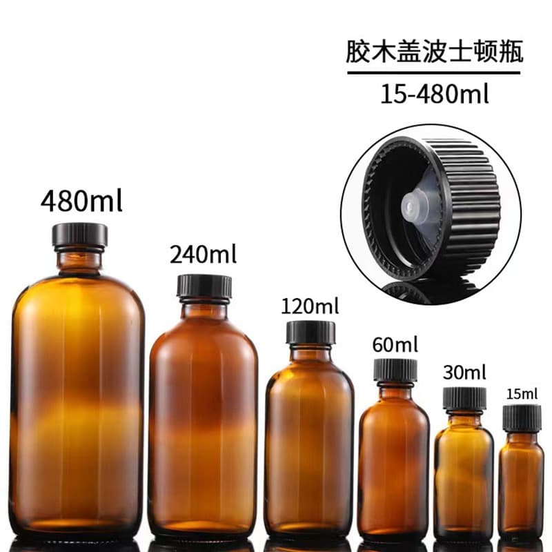 In Stock 15-480ml Amber Boston Bottle 30ml Bakelite Cap Essential Oil Brown Boston 2OZ Ounce