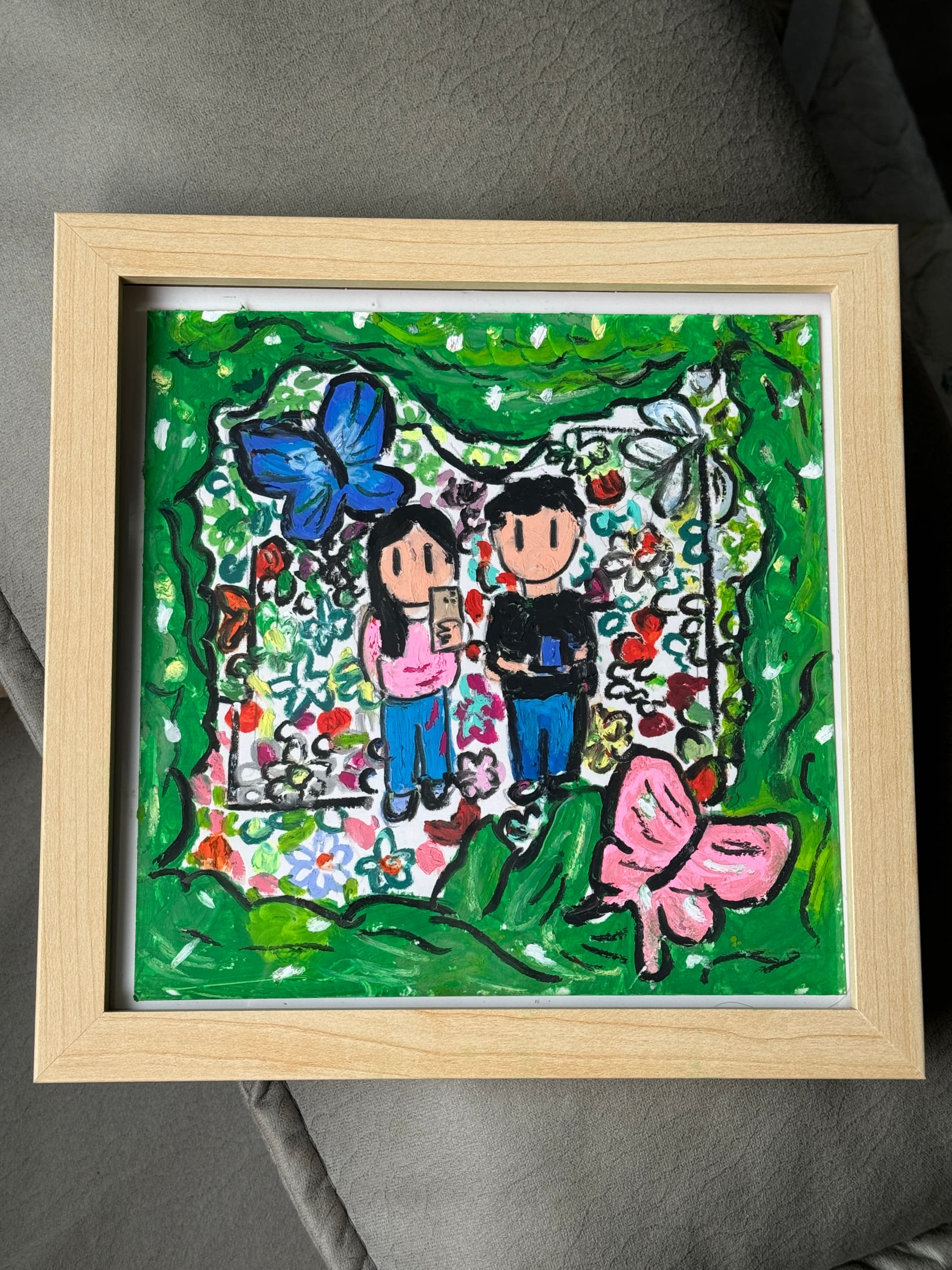 Physical hand-painted oil paintings of couple photos, adapted into anime characters. Factory direct sales of new cross-border products.