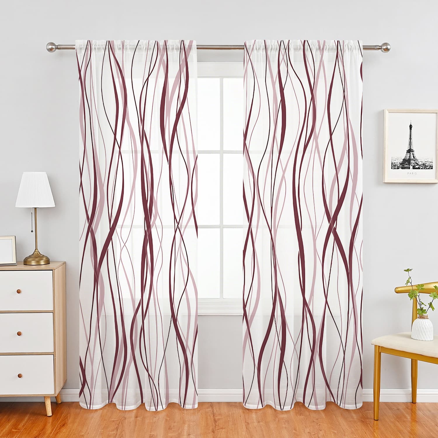 JIT Shipping Supported, Direct from Manufacturer, Digital Printing Processing, Ready-made Light Luxury Digital Print Curtains and Sheers