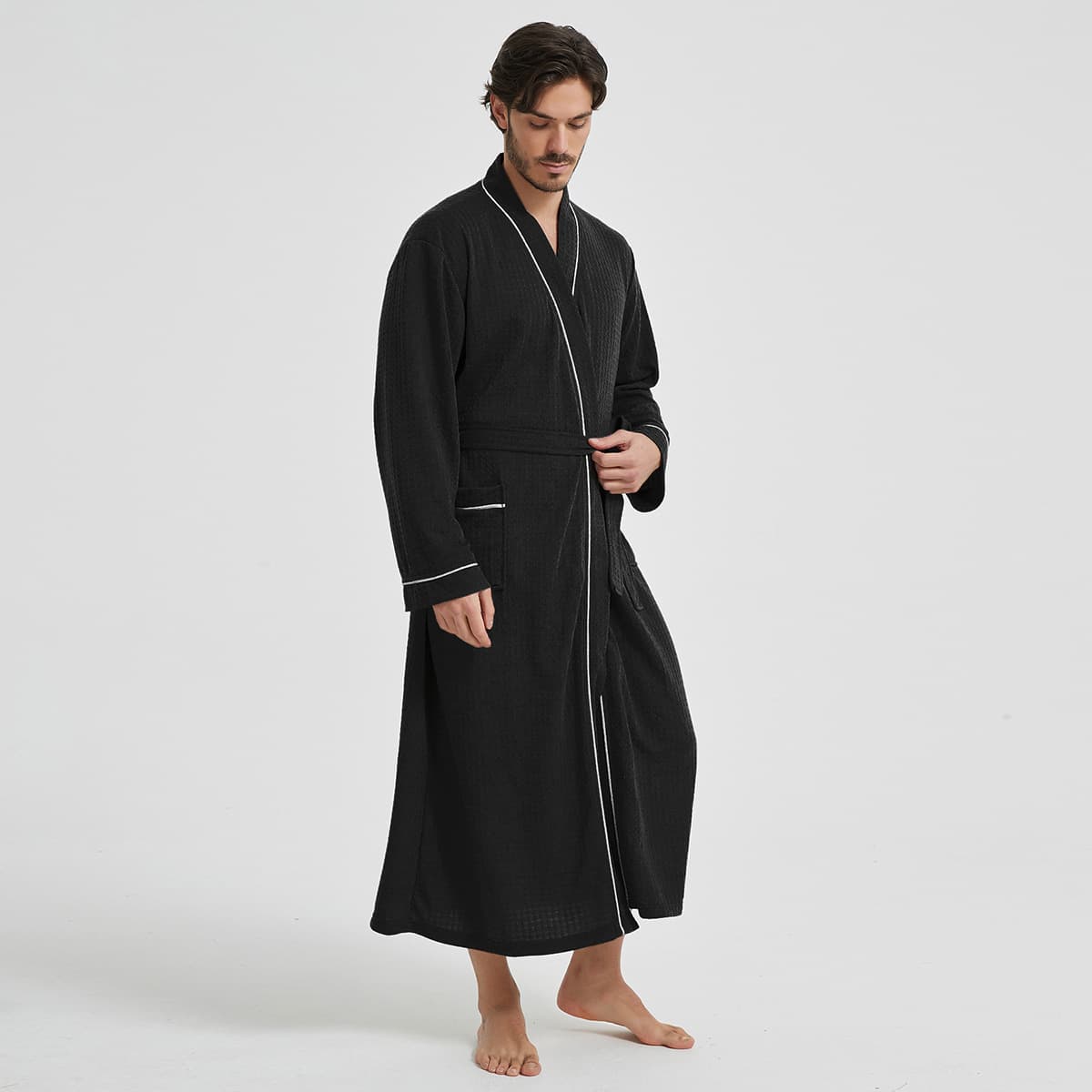 Japanese Style Long Thin Bathrobe for Men And Women Couples Absorbent Waffle Pattern Summer Bath Kimono into November Brand