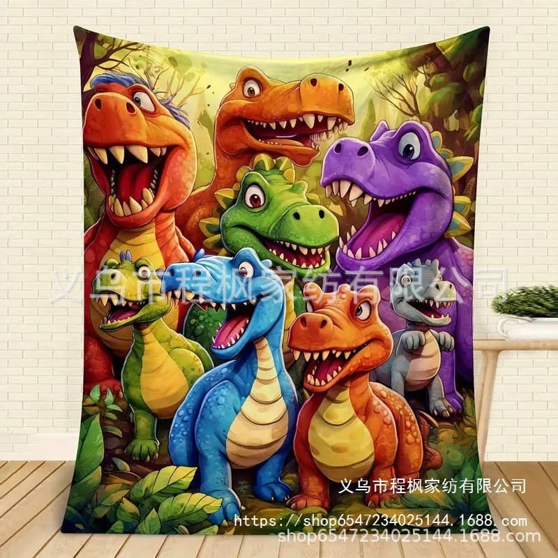 Cute Smiling Dinosaur High-definition Digital Print Flannel Blanket Nap Blanket Amazon Small Cover Blanket Factory Direct Supply