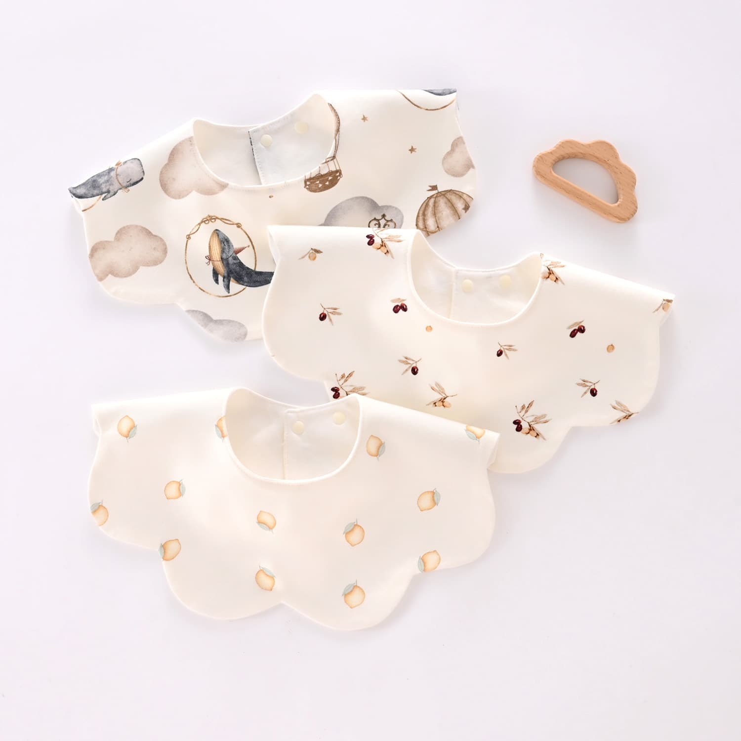Baby Bibs for Newborns, Waterproof Drool Bibs, 360-Degree Cotton Gauze Bibs, Category A